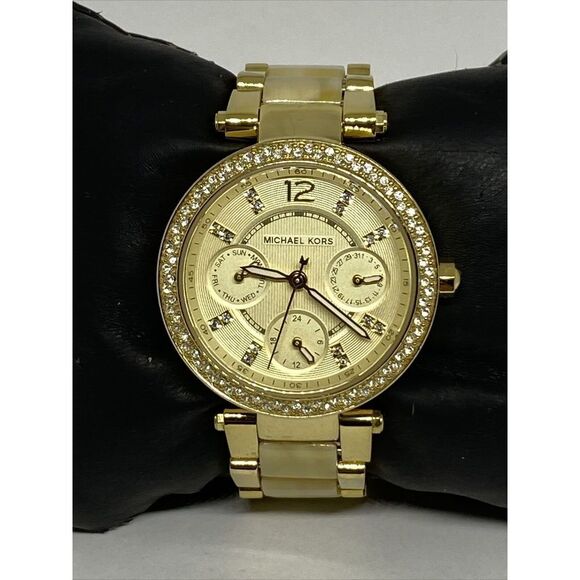 Michael Kors Parker MK5842 Women's Gold Stainless Steel Analog Dial Watch EY651 - Picture 1 of 12